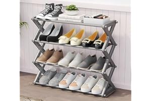 NUTRIVITY Compact 3-Tier Shoe Rack with Storage Shelf | Stackable Metal Shoe Organizer | Fits Up to 6 Pairs | Space-Saving Shoe rack for Hallway, Living Room, Bedroom | Durable Shoe Shelf with Top Storage