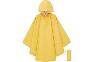 KAKU NANU Rain Poncho Kids 3-14 Years Lightweight Waterproof Poncho Coat with Hood Reusable Raincoat