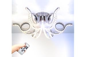 ‎LEWIMA XL LED Deckenlampe Kristall Dimmbar Deckenleuchte Warmweiß Kaltweis einstellbar Design Lüster 6 Arm Spiral Modern 62cm