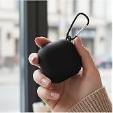 CaseOnn Kılıf Askı Aparatlı Mat Silikon Siyah Siyah Galaxy Buds FE - Buds Core ile uyumlu