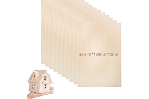 Hugwish 10 pcs compensato 2mm, legno di balsa 20x10cm, pannelli in legno compensato, fogli di compensato per Bricolage Pirografia Traforo Laser (20x10cm)