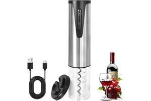 HOMIRTY Elektrischer Korkenzieher, Elektrischer Weinöffner Edelstahl, Wiederaufladbarer Elektrischers Flaschenöffner mit Folienentferner und Typ-C-Ladekabel für Zuhause, Küche, Bar, Hochzeit, Silber