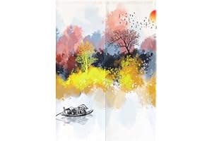 Oduo Giapponese Noren Tenda per Porta in Lino, Tende Divisorie Lunga Arazzo Anteriore Tappezzeria Stile Cinese della Porta Tenda per la Decorazione Finestra Cucina (Giorno d'Autunno,75x150cm)