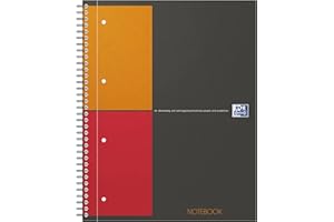 Oxford 100103664 Quaderno Maxi Spiralato Notebook, Formato A4+, 160 Pagine, Carta 80 gr, Rigatura 5 mm, App Scribzee, Nero