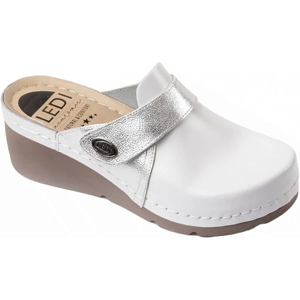 Sandali Anatomici In Pelle Per Donna - Zoccoli Con Cinghie Regolabili, Comodi Per Casa E Esterno
