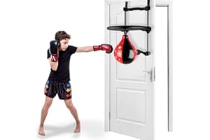 Kingsport Door-Hanging Boxing Set for Kids - Real Action Punch Ball with Music and Digital Timer, Easy to Install Over-Door Punching Bag Toy - Fitness Training Gift for Boys and Girls Ages 3+ Years