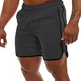 Genfien Men's Sports Shorts Quick Dry Breathable Mesh Running Shorts with Summer Pockets
