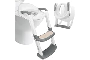 Royouzi Réducteur Toilette Enfant, Toilette Pot WC Bebe Enfant, Réducteur WC Enfant, Bébé de Siege Reducteur avec Marche, Rehausseur Chaise Réducteur Toilettes, Pliable Petit Enfants Siège