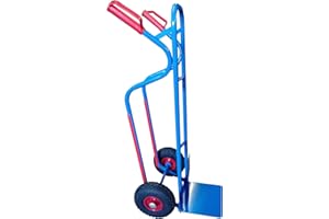 RLW-GERÄTEVERTRIEB RLW Profi Stahlrohr Sackkarre Stapelkarre Maximium 300 kg - Schaufel 280x280 mm - Made in EU - kein Asien-Import (Räder nach Ihrer Wahl) (Luftrad schwarz/Metall-Felge rot/Rollenlager)