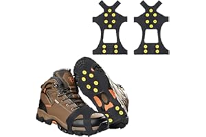 FYZSJWL Schuhspikes, Spikes für Schuhe Winter, Absatz Spikes für Schuhe, EIS Schnee Schuhe, Spikes für Schuhe Winter mit 10 Edelstahl Zähne Noppen, EIS und Schneespikes für Schuhe, für Wandern, Trekking