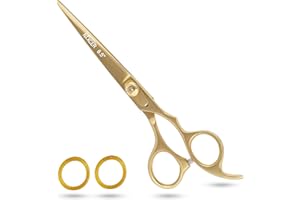 Nixcer Hair Cutting Scissors -Sharp Razor Edge Blade Hair Shears Series - 6.5" with Fine Adjustment – Stainless Steel Hair Scissors Professional for Men, Women & Babies (Gold)