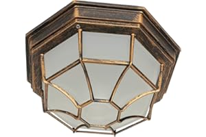 Plafonnier d'extérieur Milano de style rustique au design vintage en métal cuivré étanche IP44 idéal pour le jardin, la terrasse