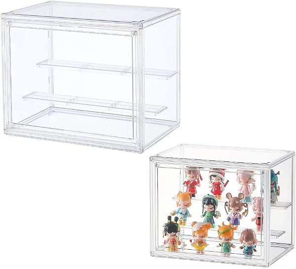 Siyecioa Vitrinas para Colecciones Vitrina Cristal Expositora Metacrilato, Caja de Exhibición de Acrílico Transparente, Vitrina de Muñecas con Puerta para Figuras Coleccionables (27×18×21) - 1