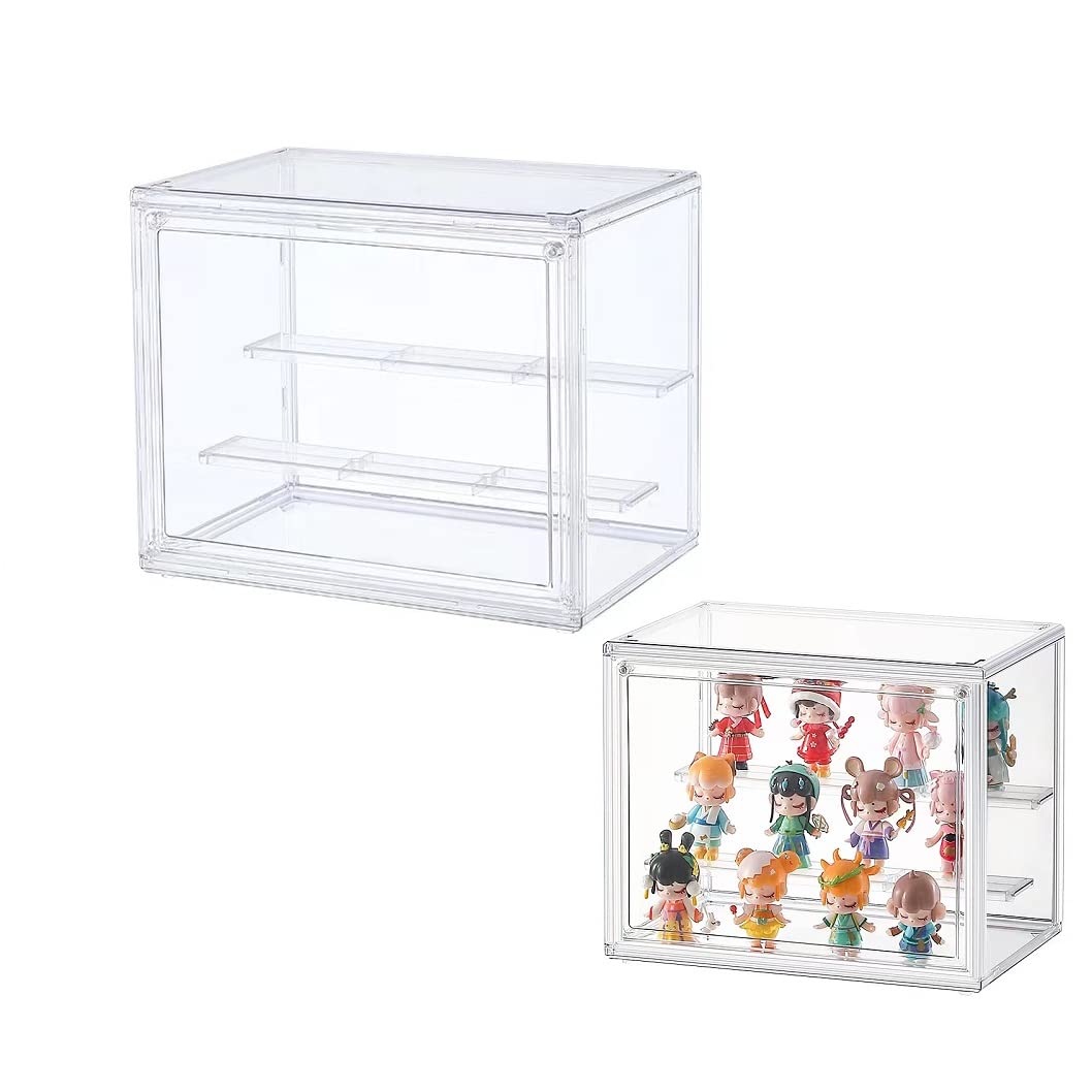 Siyecioa Vitrinas para Colecciones Vitrina Cristal Expositora Metacrilato, Caja de Exhibición de Acrílico Transparente, Vitrina de Muñecas con Puerta para Figuras Coleccionables (27×18×21) - 1