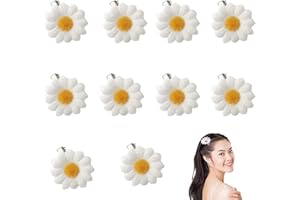 CONGGUAN 10 Stück Blumenhaarnadeln Gänseblümchen Haaraccessoires Strandhochzeit Alligatorclip Stoff Pferdeschwanz Haarklammern Gänseblümchen Haarspangen Kleine Blumenhaarnadeln für Damen Mädchen