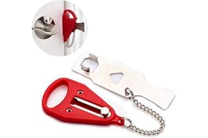 Okaywork serrure de porte renforcée portable,verrou portable de voyage auto -serrure porte verrou porte interieure protection lourde antivol supplémentaire pour plus de sécurité et d'intimité (rouge)