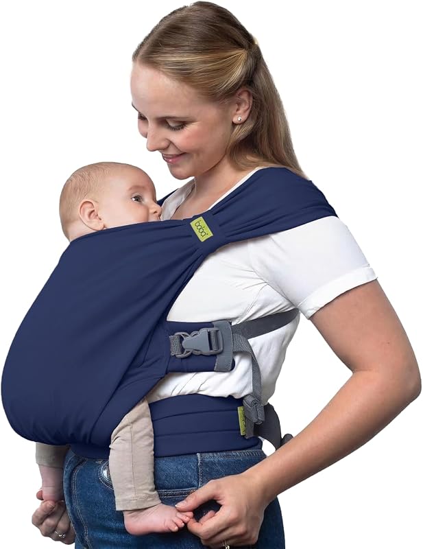 Boba Bliss Portabebés Recién Nacidos y Niños Pequeños, Mochila Portabebés Ergonómica, Fular Portabebé 2 en 1, Canguro para Bebé sin Ataduras, Fular Portabebé Suave y Elástico, 3-15kg (Azul)