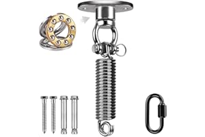 ‎BENELABEL BeneLabel Schaukel Deckenhaken Lager Edelstahl, Hängematte Befestigung Schwerlast 360 Derhbar Hängesessel Aufhängung mit M6 Feder Schraube für Holzbalken/Betondecken Boxsack Deckenhalterung, 408kg