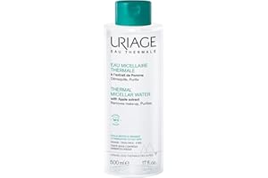 Uriage Eau Micellaire Thermale - Peaux Mixtes à Grasses - Visage et Yeux - 3-en-1 : Nettoie, Démaquille, Purifie - Sans Rinçage - Parfum Fruité et Floral - 96% d’Ingrédients d’Origine Naturelle 500ml