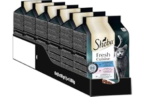 Sheba Portionsbeutel Katzennassfutter Multipack Fresh Cuisine Taste of Tokyo mit Thunfisch und Lachs MSC, 6x6x50g - Exquisites Katzenfutter mit Thunfisch und Lachs