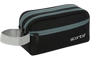 Storite Polyester Multi-Pocket Toiletry Bag for Men & Women Travel, Grooming Kit, Toiletries Shaving Kit & Cosmetics Water Resistance Pouch Organizer Travel Pouch for Make Up (Black, 1 PK)