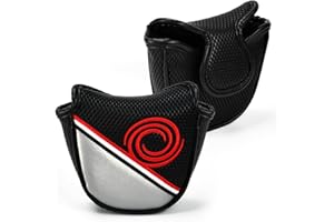 EUIEUT Putter Head Covers Black Mallet Putter Headcover Premium Club Head Protector Red Circle Magnetic Closure Half Round for Golf Headcover Scotty Cameron Taylormade Odyssey Club