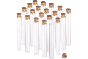 BENECREAT 15PCS 40ml Tube à essai en verre avec bouchon en liège clair plat mini bouteilles en verre bocaux pour laboratoire, Party Favors, bonbons, gomme à mâcher, épices, perles