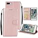 Produktbild Ouneed® Für iPhone 8 plus 5.5 Zoll Hülle , Luxus Echtleder Hülle Brieftasche Leder Tasche Flip Stand Cover für iPhone 8 plus 5.5 Zoll (Roségold)