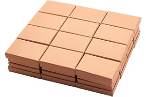 Craftdady Lot de 24 boîtes à bijoux rectangulaires en carton kraft marron pour bagues, colliers, mariages, anniversaires, 8 x 5 x 3,5 cm