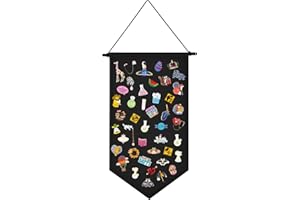 Kunyeah Organizador de broches para colgar en la pared, estuche de almacenamiento de lona colorida, soporte de tablero esmaltado, soporte para colgar insignias, carteles, aretes, colección de