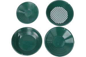 Hidyliu Small Hand Panning Tools, Gold Pan Kit Gold Panning Kit Green Mining Gravity Trap 4pcs Gold Wash Pan Kit