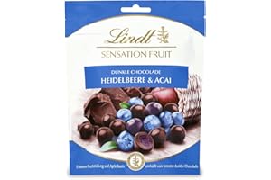 Lindt & Sprüngli Sensation Fruit borówka i Acai, bardzo delikatne, ciemne czekoladowe kule z miękkim wypełnieniem (1 x 150 g)