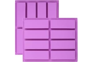 YXHZVON 2 PCS Stampi per Barrette Cereali Viola, Stampo Rettangolari Silicone 8 cavità, Stampi Rettangolari per Cioccolato, Brownie, Pane di Mais, Cheesecake e Sapone