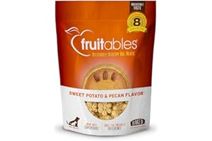 Fruitables Golosinas horneadas para perros, Golosinas de calabaza para perros, saludables bajas en calorías, sin trigo, maíz ni soja - Boniato y pacana 198g 198g