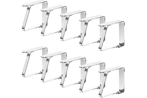 Newaner 10 pièces Petite Pince Nappe Inoxydable, Attache Nappe Flexibles et Mobiles, Pinces Nappe de Table Exterieur pour 0-3 cm Table de Jardin, Table à Manger familiale de Restaurant (Argent)