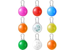 Frienda 9 Pezzi Colletto Luce di Cane, Impermeabile LED Luce di Sicurezza per Cani per Passeggiata Notturno, Collare per Cani con 3 modalità Lampeggianti e Clip Acciaio, Colori Assortiti
