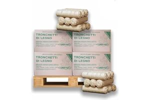 SUNWOOD Tronchetti da ardere in legno pressato faggio-abete 200 kg, senza colle solventi, 100% naturale - Made in Italy