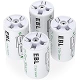 EBL AA to D Battery Converters, Pack of 4 AA to D Battery Adapters, Battery Spacer for AA Batteries