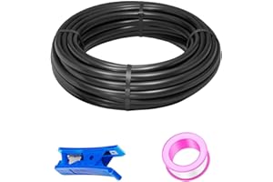 HAXIHA 20 Metros Manguera Neumática 6mm OD/4 mm ID,Negro Tubo Compresor Aire Poliuretano PU Manguera de Aire Tubo Kit para la línea de aire o tubería de transferencia de fluidos