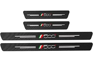 EAGLEG 4Pcs Voiture Fibre de Carbone Plinthes Autocollant, pour FI-at 500 500C 500X 500L Panda Bravo, Kick Plates Anti-Rayures Protecteur PéDale Seuil Porte,Car Style Intérieur Accessoires, 500X
