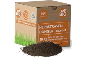 Bio Herbstdünger Rasen 10 Kg ca. 250m² - 100% tierfreundlich Herbstrasendünger - Langzeitdünger Herbstdünger Rasen - Organischer Herbst Rasendünger mit viel Kalium - Herbst-Rasendünger