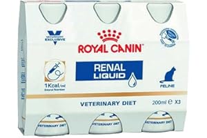 Royal Canin Veterinary Renal Liquid Cat | 3 x 200 ml | Alimento completo para gatos | Especialmente formulado para favorecer la función renal | Contiene EPA, DHA y proteínas