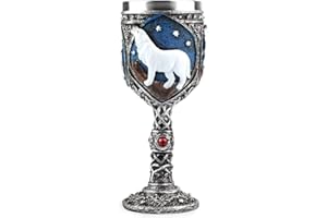 EZESO Copas de lobo de acero inoxidable, tazas de cerveza de resina, cáliz de vino, cocina, fiesta, anfitrión, recuerdos decorativos de vacaciones (blanco, resina de acero inoxidable)