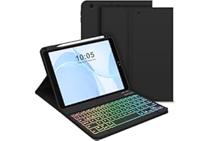GOOJODOQ Tastiera Custodia per iPad 10.2 9a/8a/7a Generazione, Layout Italiano Tastiera retroilluminata Bluetooth staccabile e custodia protettiva per iPad 10.2" 2021/2020/2019, Nero