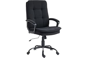 HOMCOM Executive Office Chair, Fabric Computer Desk Chair with Dual-Layer Padding, Adjustable Height, Armrests, Tilt Function, Swivel Wheels for Home Office, Study, Black