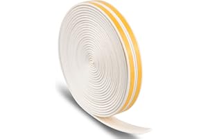 NATUCE 12M Tira de Sellado para Puerta Ventana, Cintas de Espuma, Junta de Gama 9mm*2mm, Burlete Puerta Ventana Autoadhesivas, Espuma Aislante Burlete para Prevenir el Ruido y Viento (Blanco)