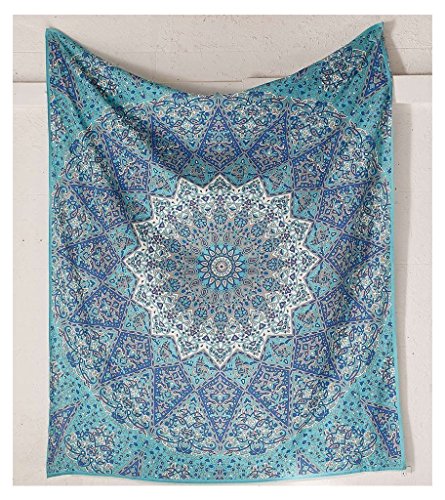 traditional-wall-art bohemian-psychedelic star-mandala-wall-hanging-sky-blue queen-size-large-84 X 90-inches-220 X 240-cm-tapestry - 3