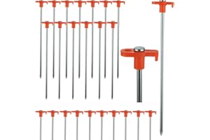 LOLYSIC 40Pcs Tent Pegs Metal Heavy Duty Rock Pegs for Awnings Camping Pegs Galvanized Steel Ground Pegs Stakes for Outdoor Camping Awning Tarpaulin, 25cm / 10 Inch