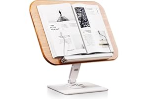 Zienstar-Leggio in Legno,Supporto per Libri e Ricette,Girevole a 360°,Base in Alluminio,Pieghevole & Portatile per Tablet,Cucina e Libro