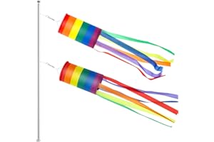 BOAO 2 Packungen Amerikanische US Flagge Windsack Bunten Regenbogen Hängende Dekoration Patriotische Windsack Wasserdichtes Material für Außenbereich Hängen, 24 Zoll (Regenbogen Säule)